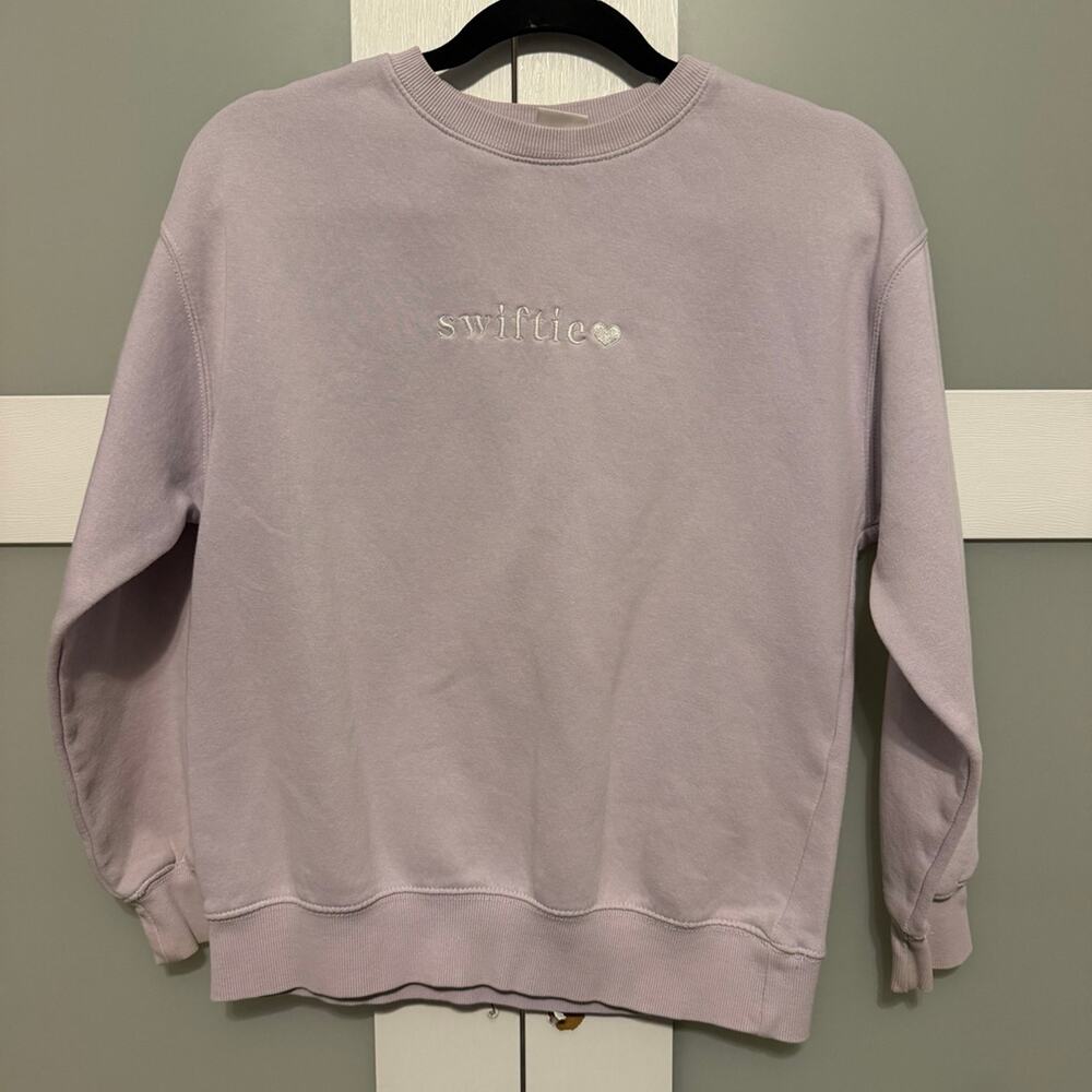 Zara Kids Swiftie Embroidered Sweatshirt Lavender Crewneck Size 11-12